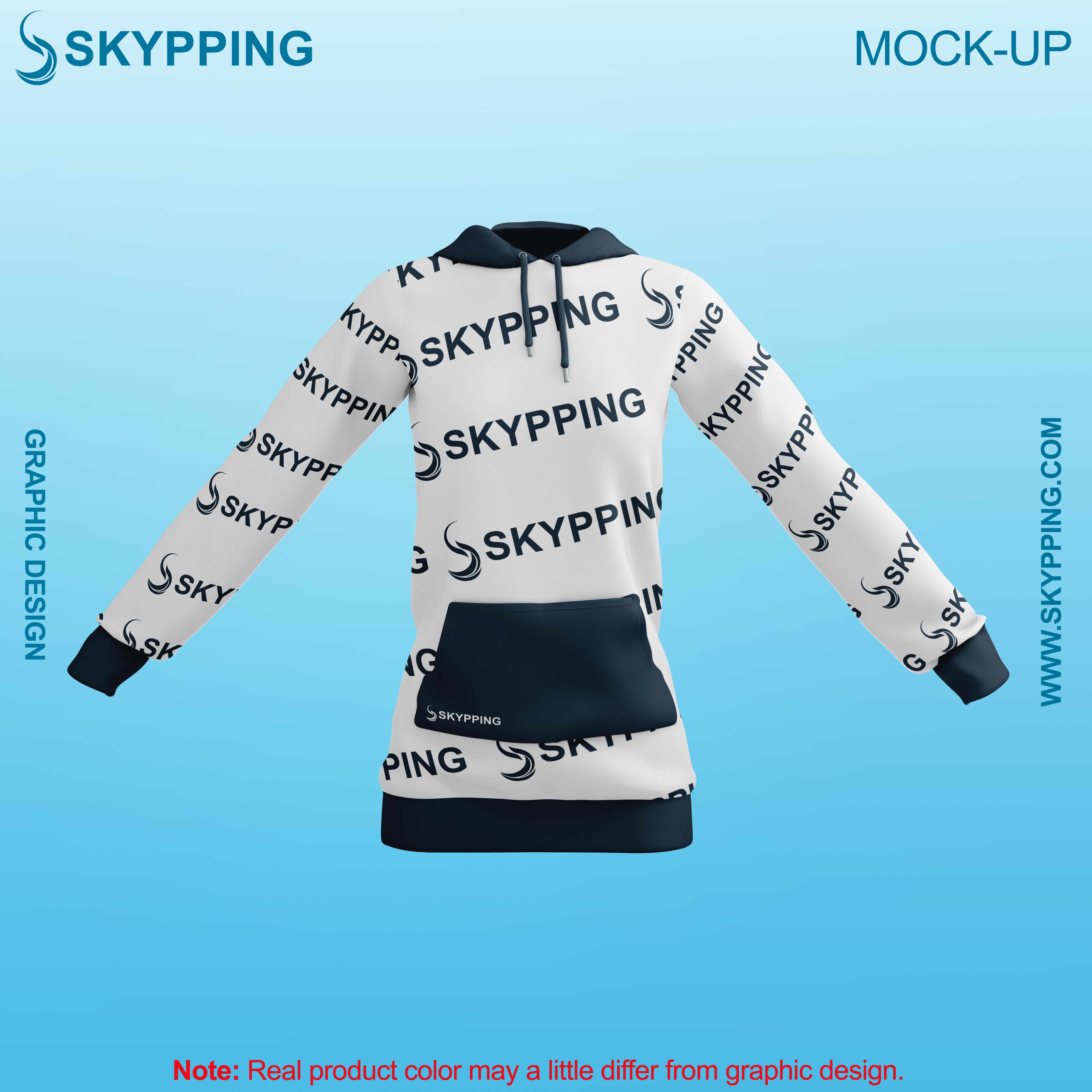 White Combo Pull Over Hoodie with Kangroo Pockets for Women